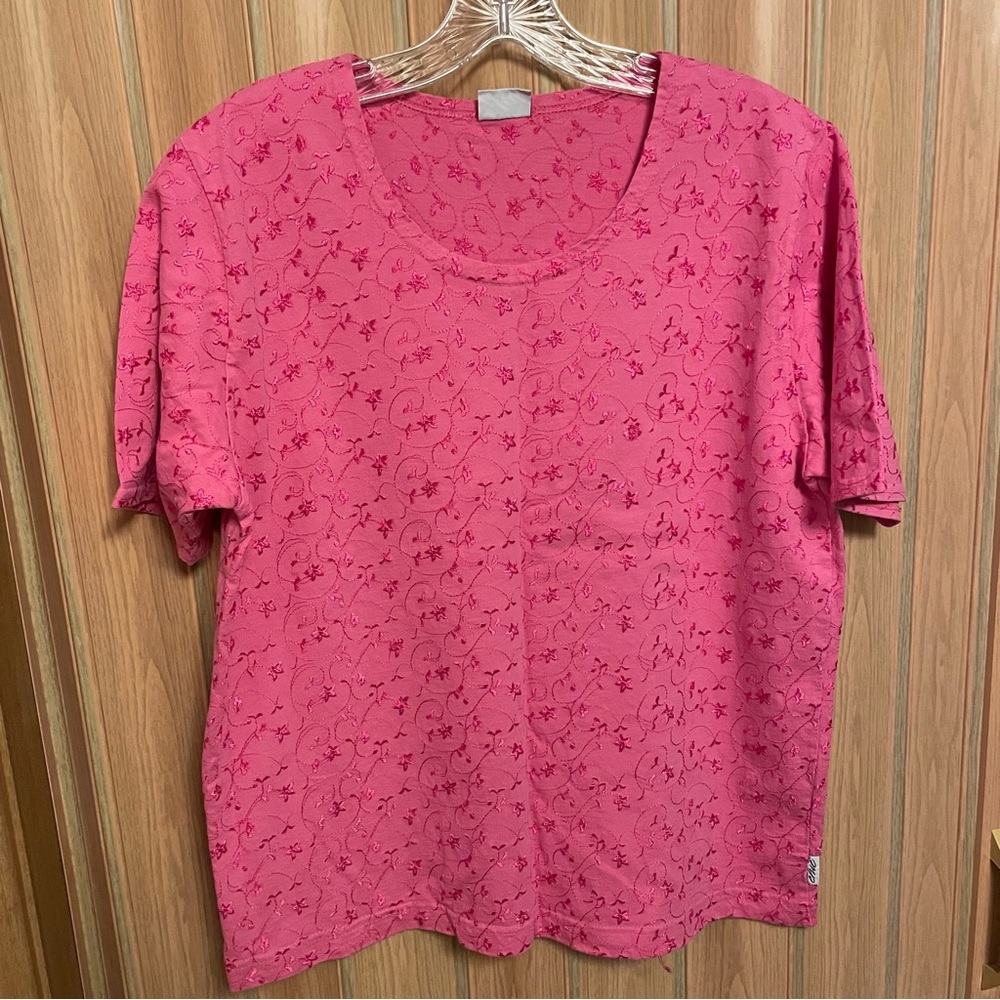 Chic Vibrant Pink Embroidered Floral Top